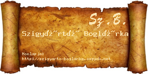 Szigyártó Boglárka névjegykártya