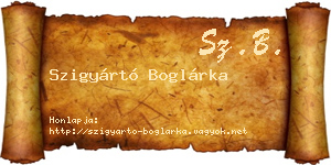 Szigyártó Boglárka névjegykártya